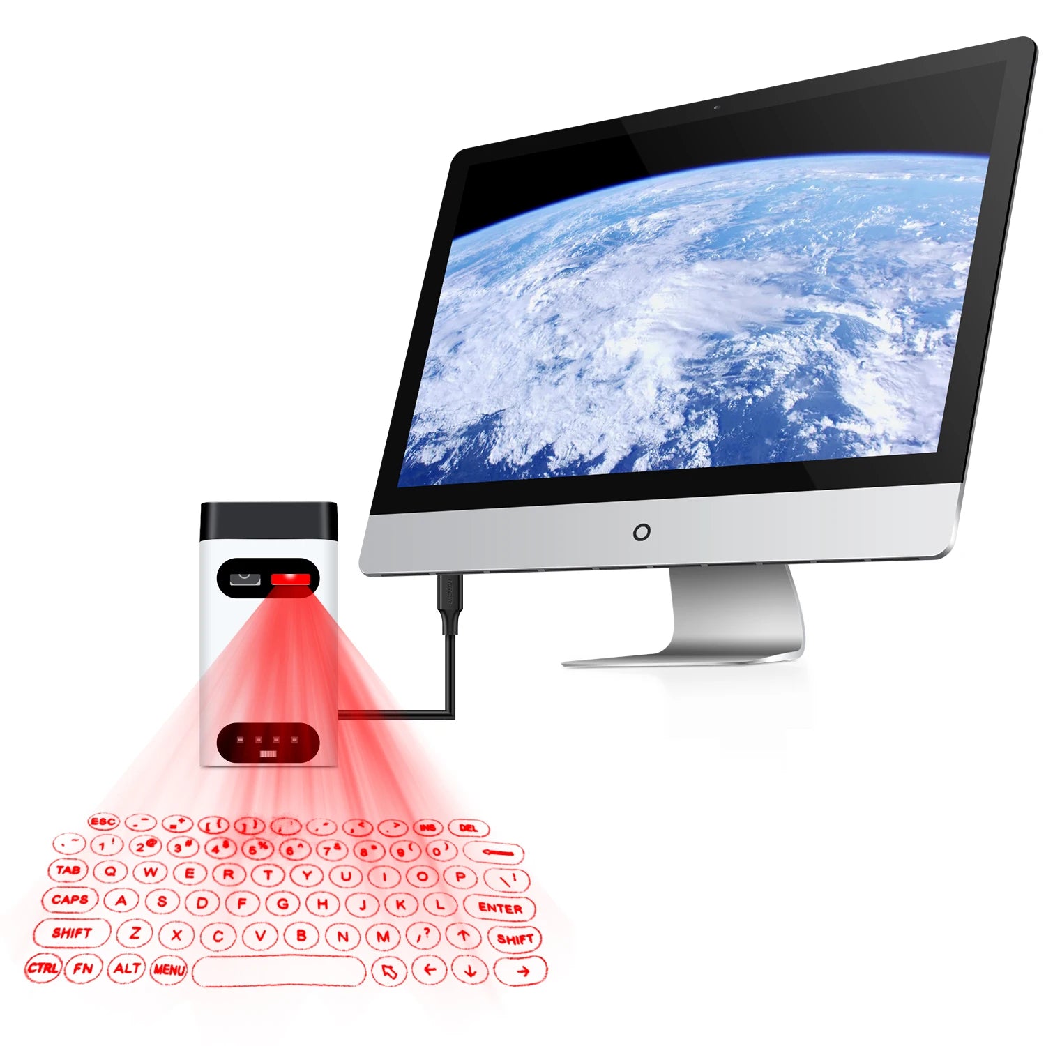 Wireless Mini Laser Projection Keyboard with Bluetooth and Mouse Functionality for Laptops and Smartphones